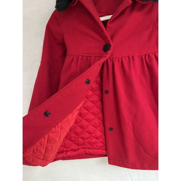 Hartstrings Coat Red 50% Wool Faux Fur and Girl's 6X Christmas Formal - Picture 3 of 10